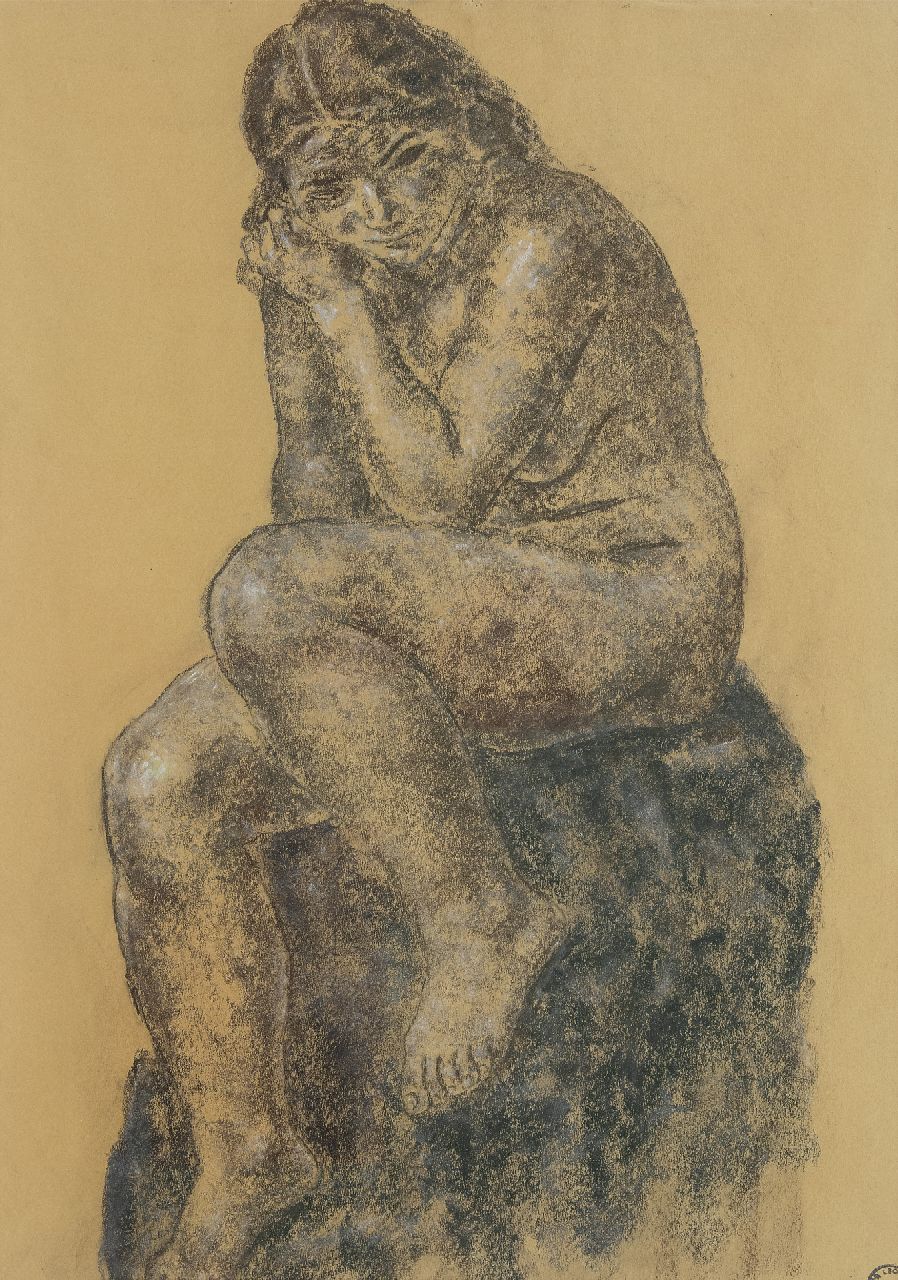 Gestel L.  | Leendert 'Leo' Gestel, Seated naked, pastel on paper 64.0 x 45.5 cm, executed ca 1930