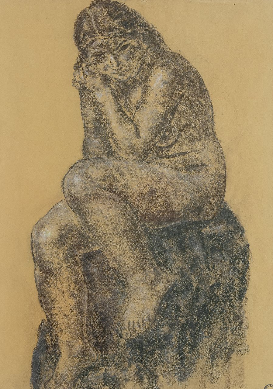 Gestel L.  | Leendert 'Leo' Gestel, Seated naked, pastel on paper 64.0 x 45.5 cm, executed ca 1930