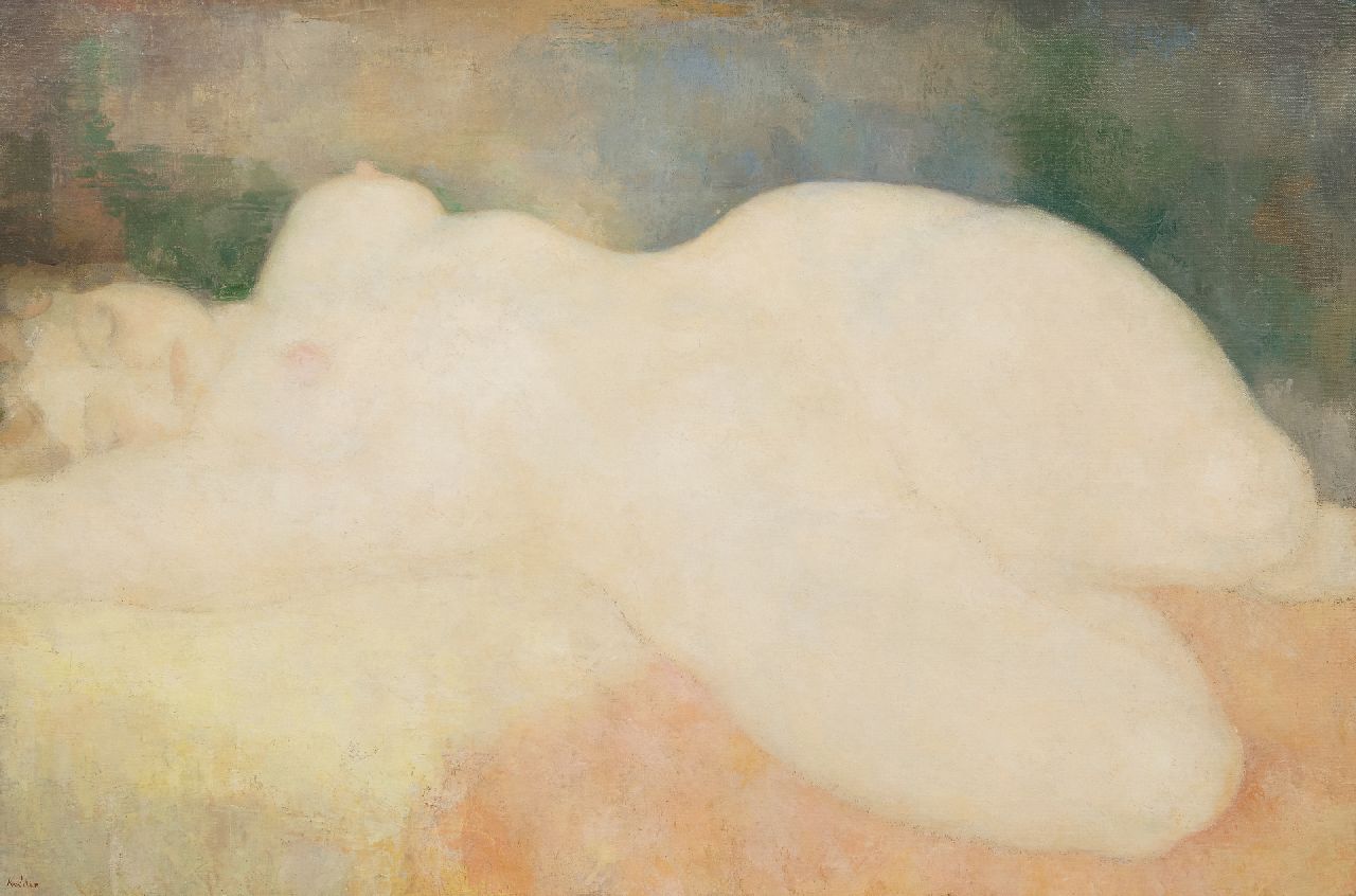 Kelder A.B.  | Antonius Bernardus 'Toon' Kelder | Paintings offered for sale | Female nude, oil on canvas 72.7 x 108.4 cm, signed l.l.