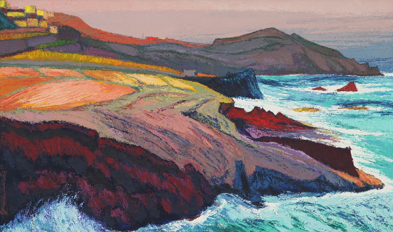 Jannes de Vries | Vulcanic landscape Tenerife, oil on canvas, 60.0 x 100.0 cm, signed lower left and dated 1977