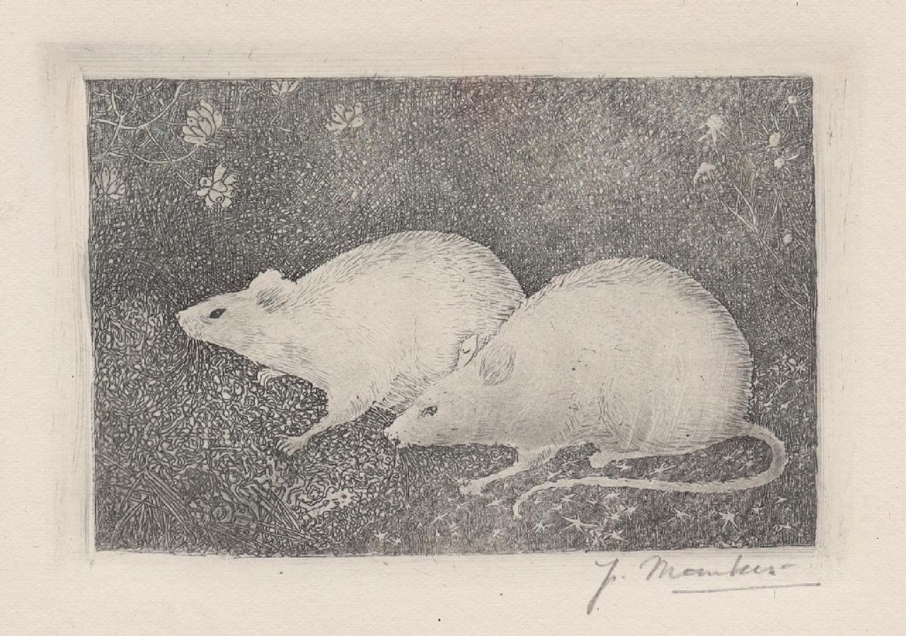 Mankes J.  | Jan Mankes | Prints and Multiples offered for sale | Two mice, copper engraving on paper 10.7 x 13.2 cm, signed l.r. (in pencil) and executed in 1916