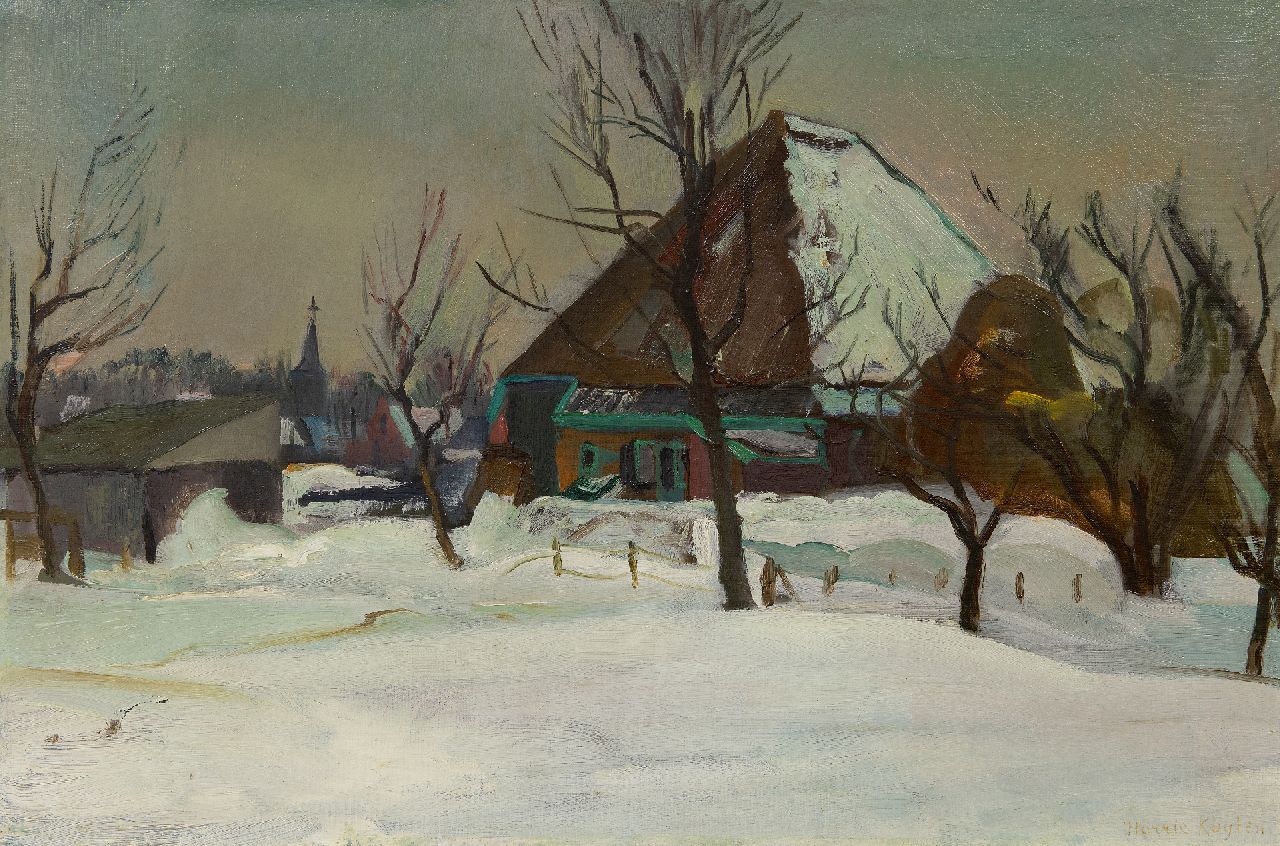 Kuijten H.J.  | Henricus Johannes 'Harrie' Kuijten | Paintings offered for sale | A farm in the snow (probably in Groet), oil on canvas 40.0 x 60.2 cm, signed l.r. and dated on the stretcher 1942