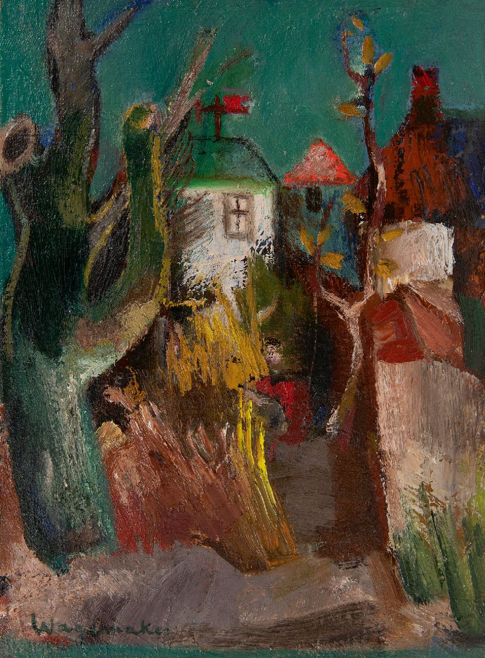Wagemaker A.B.  | Adriaan Barend 'Jaap' Wagemaker | Paintings offered for sale | The village Vijfhuizen, oil on canvas 40.5 x 30.4 cm, signed l.l. and on the stretcher and dated on the reverse '38