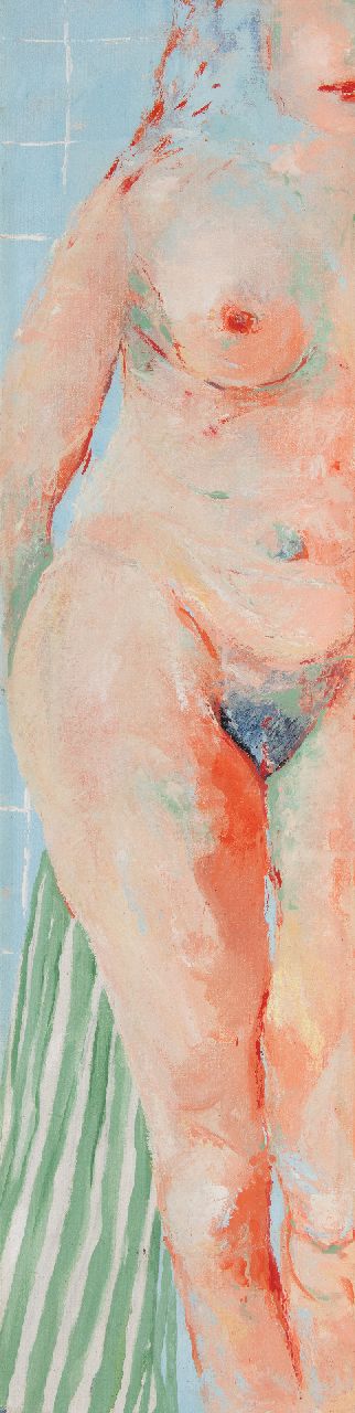 Hemert E. van | Evert van Hemert, Voyeur (woman taking a shower), acrylic on canvas 116.5 x 31.0 cm, signed l.r. and dated '82