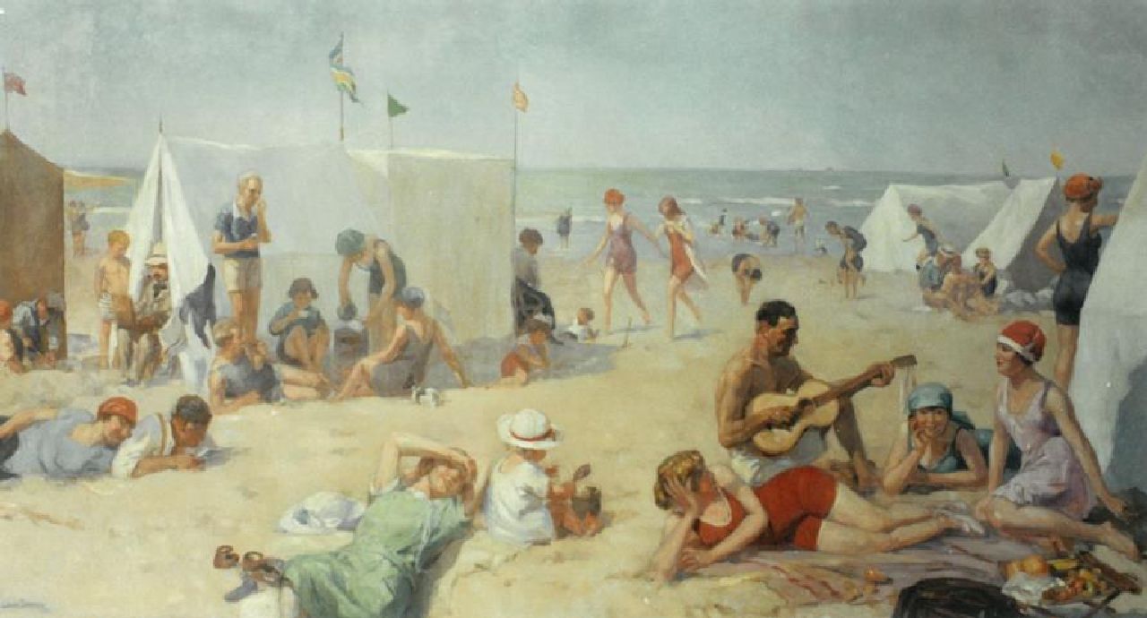 Soonius L.  | Lodewijk 'Louis' Soonius, A day at the beach, oil on canvas 200.0 x 440.0 cm, signed l.r.