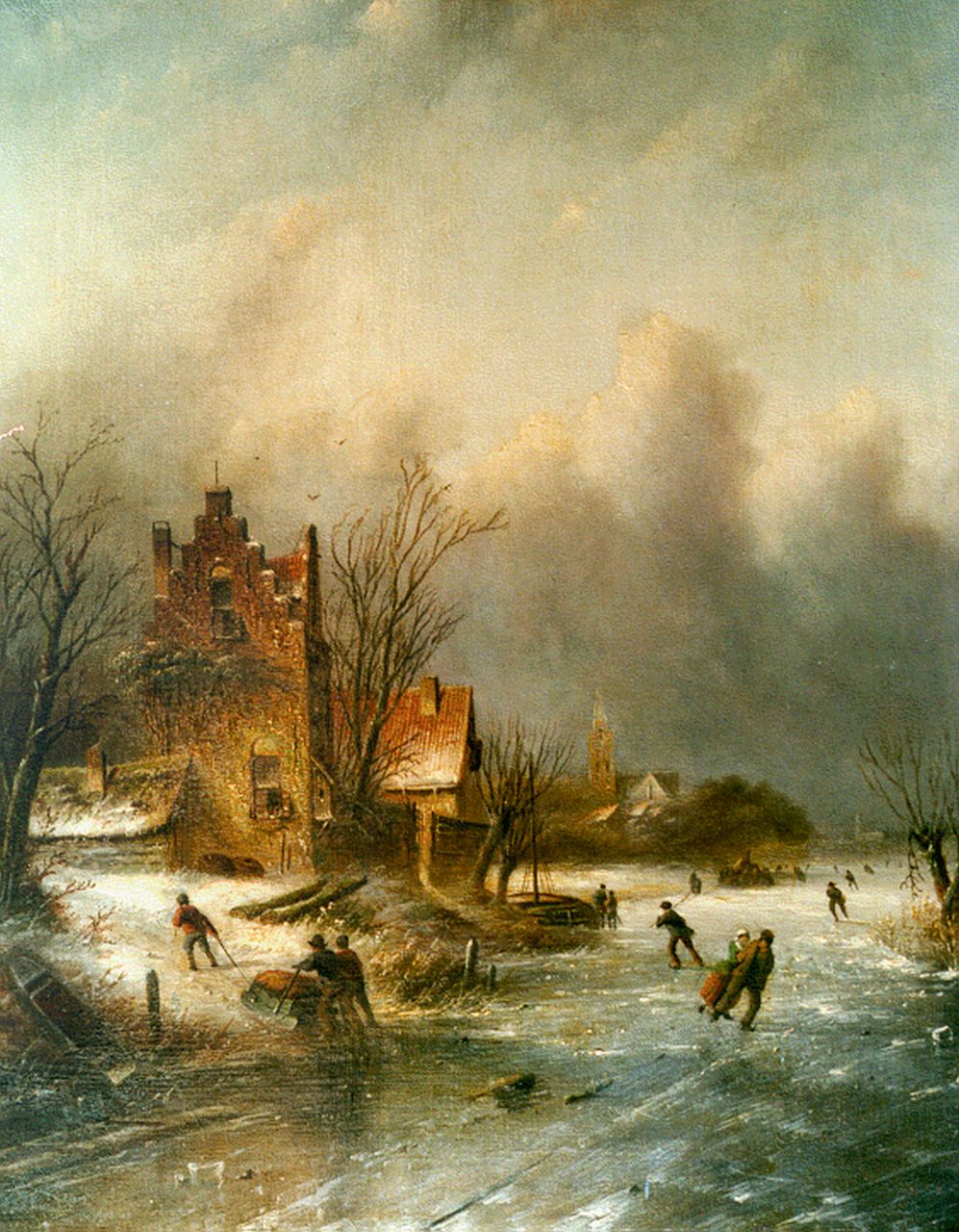 Spohler J.J.C.  | Jacob Jan Coenraad Spohler, A winter landscape, oil on canvas 44.3 x 35.5 cm, signed l.l.