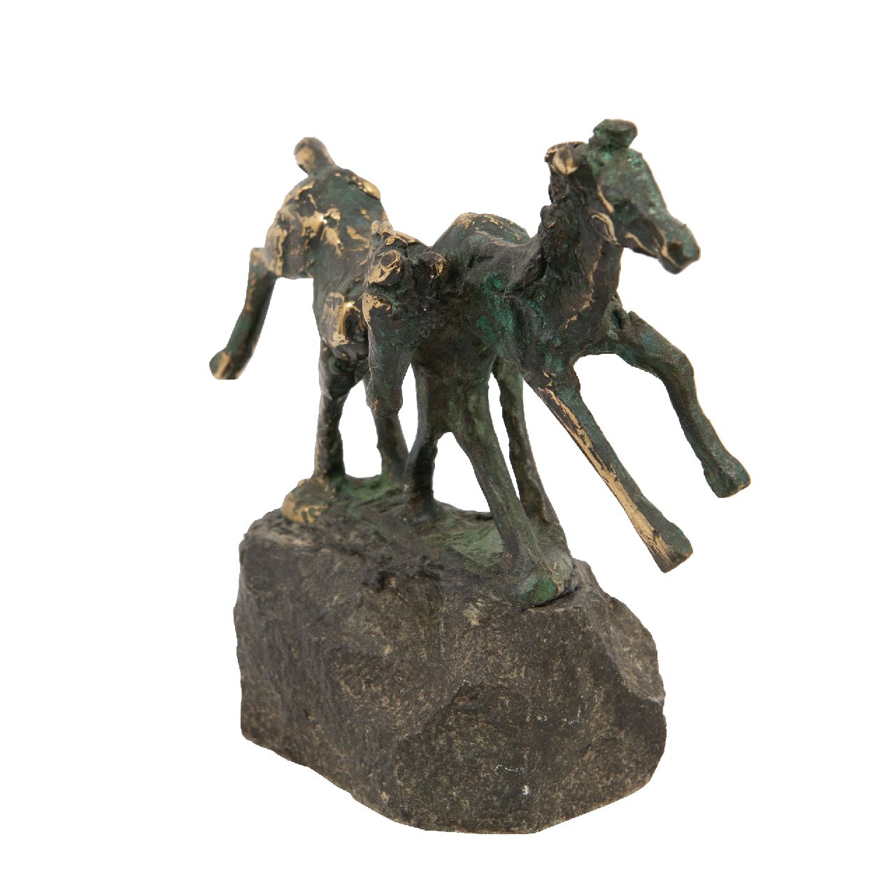 Bakker W.F.  | Willem Frederik 'Jits' Bakker | Sculptures and objects offered for sale | Two playing foals, bronze 10.3 x 11.4 cm, signed on the base