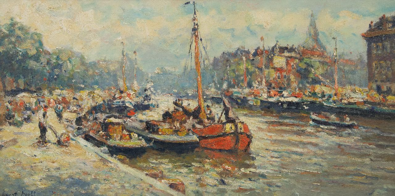 Moll E.  | Evert Moll | Paintings offered for sale | The Leuvehaven in Rotterdam, oil on canvas 40.8 x 80.5 cm, signed l.l.