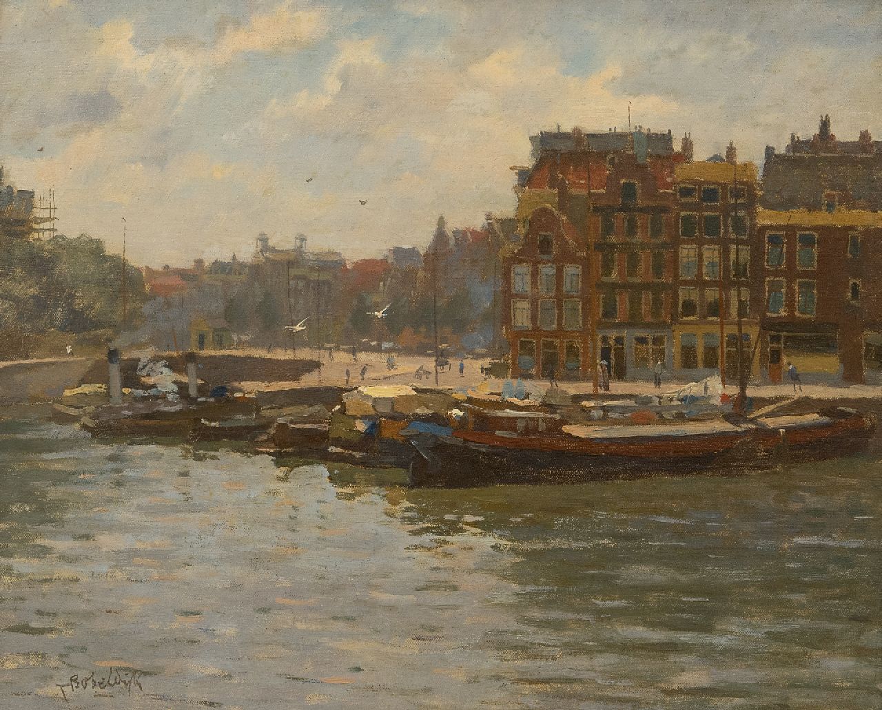 Bobeldijk F.  | Felicien Bobeldijk | Paintings offered for sale | A view of De Buitenkant (Prins Hendrikkade), Amsterdam, oil on canvas 30.6 x 37.0 cm, signed l.l.