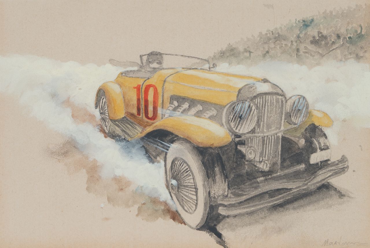 Onbekend   | Onbekend | Watercolours and drawings offered for sale | Racing car nr. 10 (set van 5), pencil, watercolour and gouache on paper 19.8 x 28.9 cm, signed l.r.