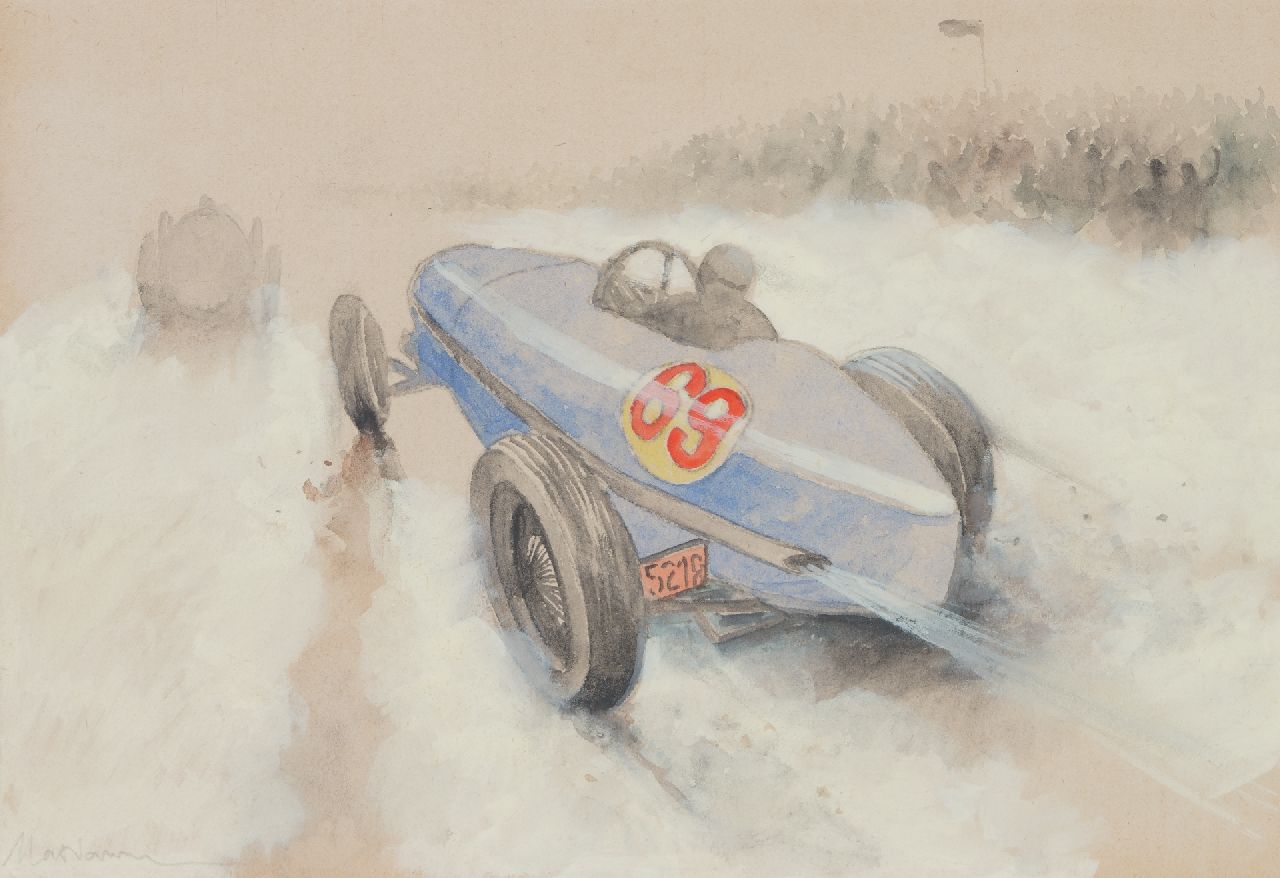 Onbekend   | Onbekend | Watercolours and drawings offered for sale | Race car nr. 69 (set van 5), pencil, watercolour and gouache on paper 20.0 x 29.1 cm, signed l.l.