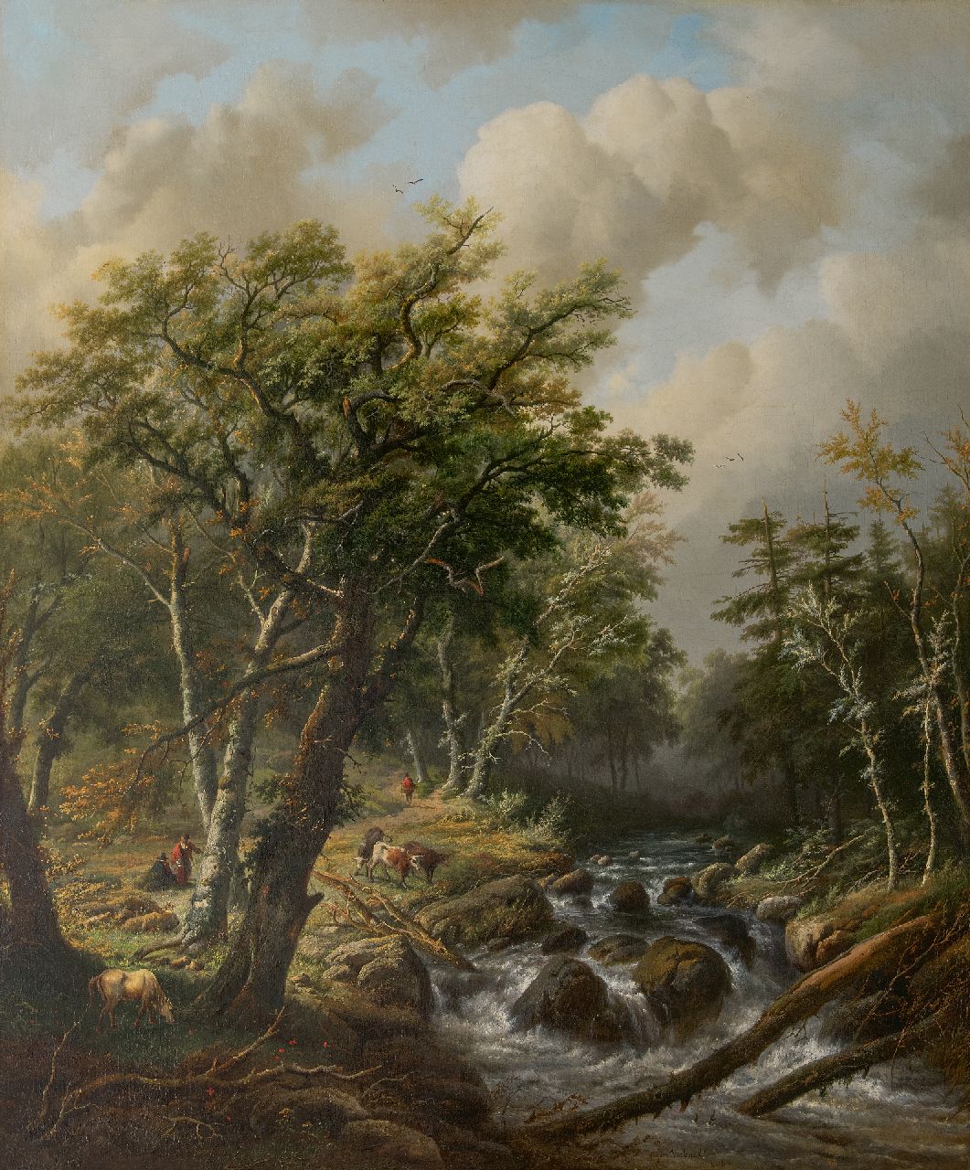 Bodeman/Verboeckhoven W./E.J.  | Willem/Eugène Joseph Bodeman/Verboeckhoven | Paintings offered for sale | A wooded landscape with cows near a wild stream, oil on canvas 129.5 x 110.0 cm, signed l.r. by both artists and dated 1843