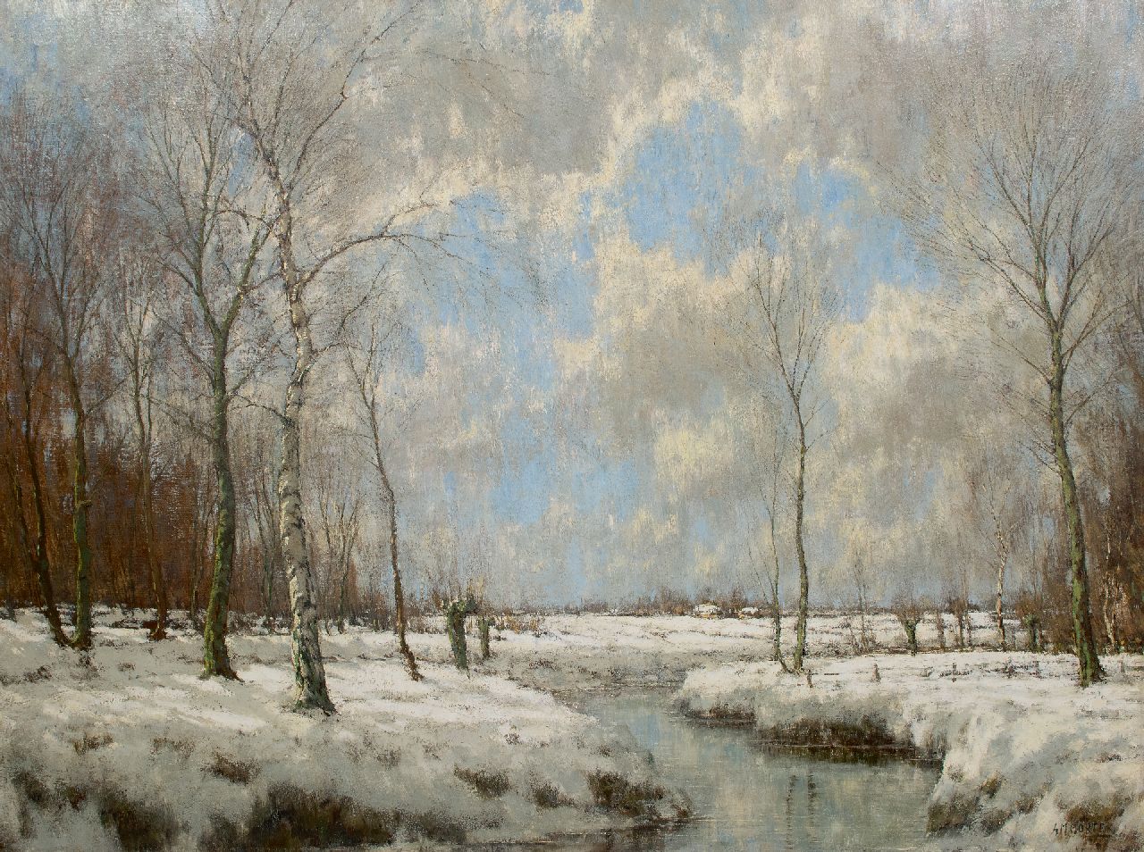 Gorter A.M.  | 'Arnold' Marc Gorter, The Vordense Beek in winter, oil on canvas 114.9 x 154.7 cm, signed l.r. (twice)