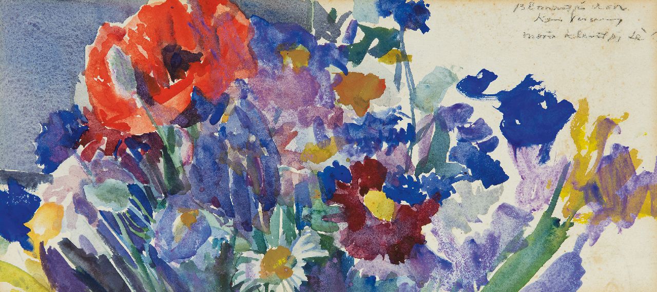 Kees Verwey | Flowers, watercolour on paper, 19.2 x 43.3 cm, signed u.r. and verkocht
