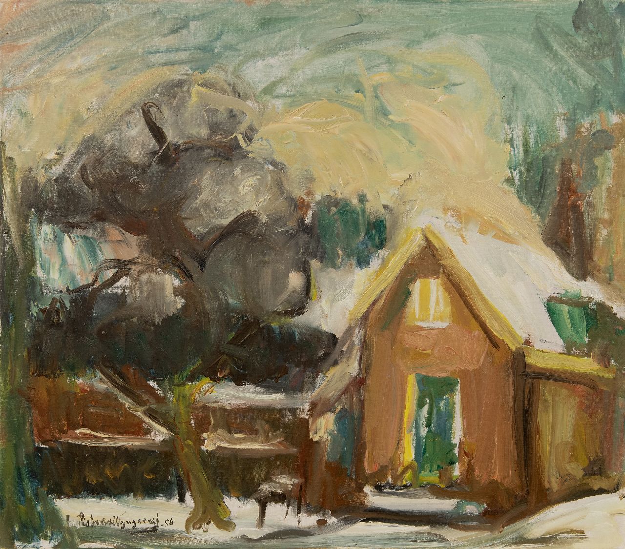 Wijngaerdt P.T. van | Petrus Theodorus 'Piet' van Wijngaerdt | Paintings offered for sale | Winter at Abcoude, oil on canvas 70.5 x 80.3 cm, signed l.l. and dated '56