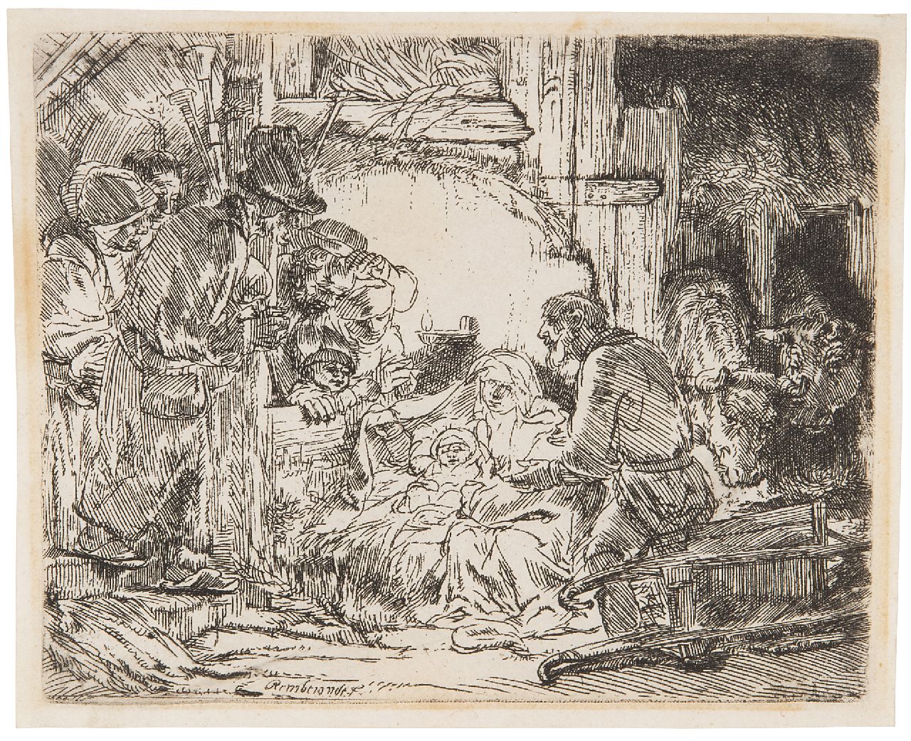 Rembrandt (Rembrandt Harmensz. van Rijn)   | Rembrandt (Rembrandt Harmensz. van Rijn) | Prints and Multiples offered for sale | The adoration of the shepherds (with the lamp), etching 11.0 x 13.4 cm, signed l.o.c.