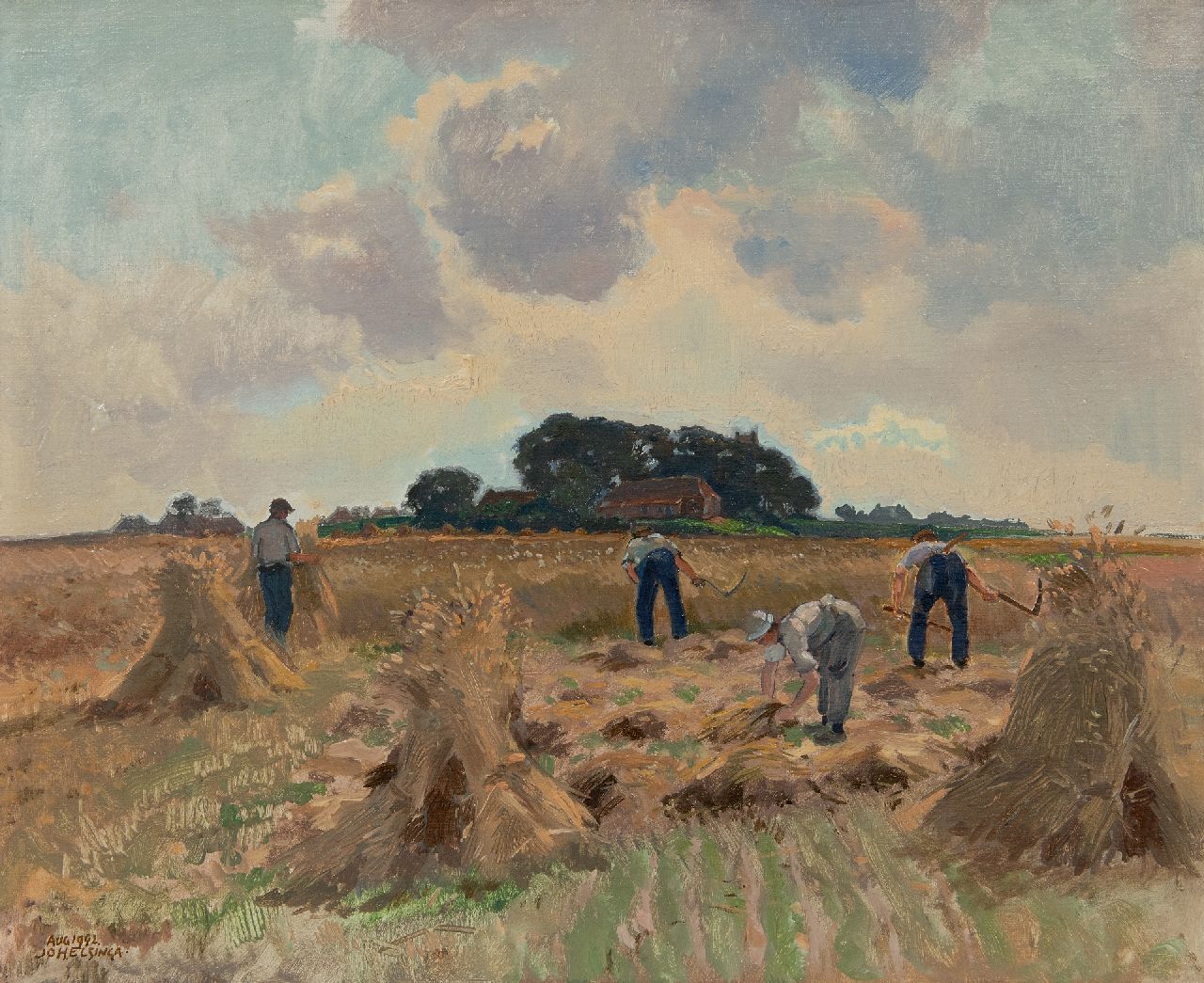 Elsinga J.  | Johannes 'Joh' Elsinga | Paintings offered for sale | Harvest time, oil on canvas 46.1 x 56.1 cm, signed l.l. and dated Aug 1942