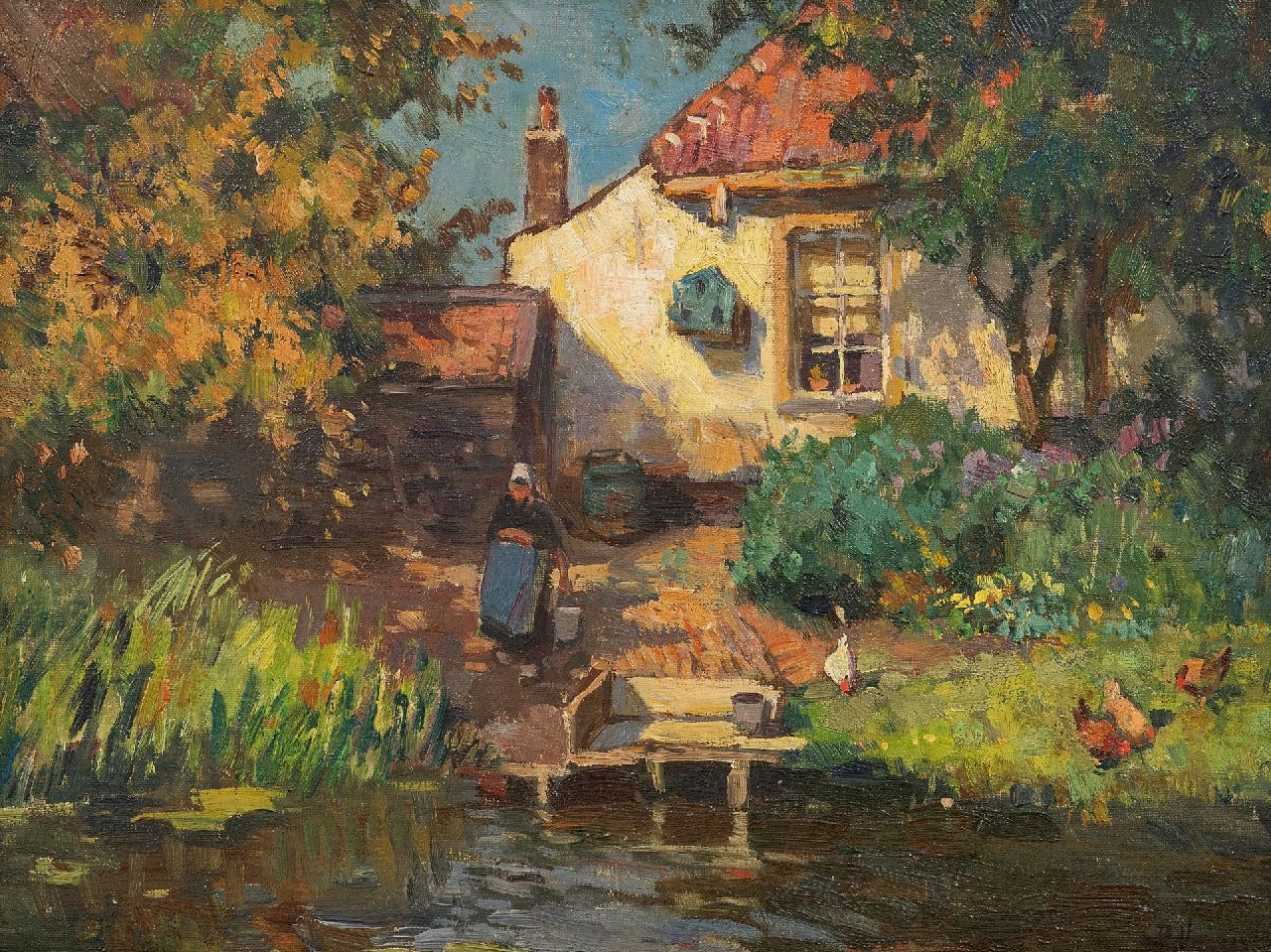 Viegers B.P.  | Bernardus Petrus 'Ben' Viegers | Paintings offered for sale | Farmhouse at Broeksloot, oil on canvas 30.3 x 40.4 cm, signed l.r.