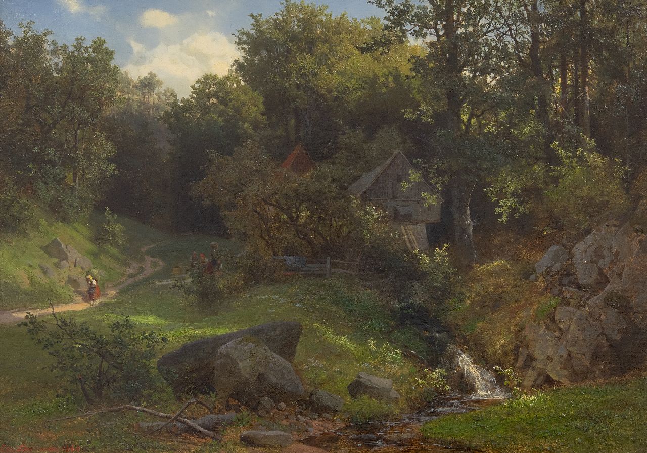 Leonhardi E.A.E.  | Emil August 'Eduard' Leonhardi, Idyllic forest view, oil on canvas 34.5 x 48.5 cm, signed l.l. and dated 1860