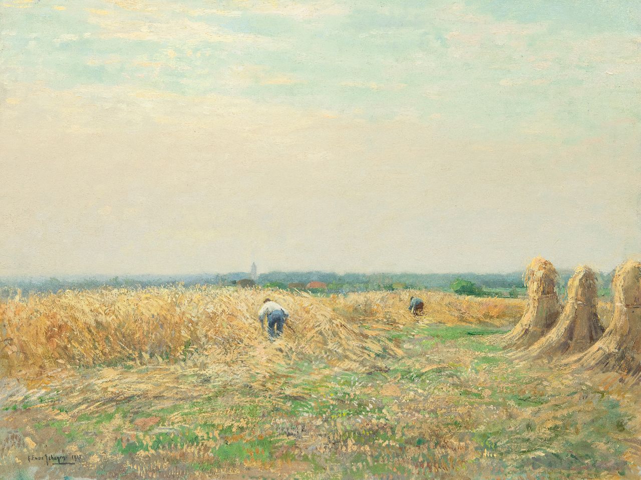 Schagen G.F. van | Gerbrand Frederik van Schagen | Paintings offered for sale | Harvest time, oil on canvas 60.5 x 80.7 cm, signed l.l. and dated 1927
