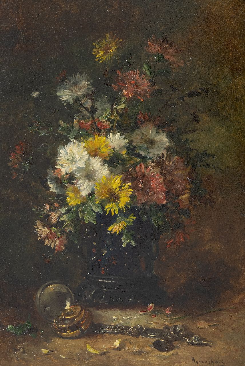 Cauchois E.H.  | Eugène-Henri Cauchois | Paintings offered for sale | Still life with Asters, oil on panel 46.2 x 31.3 cm, signed l.r.