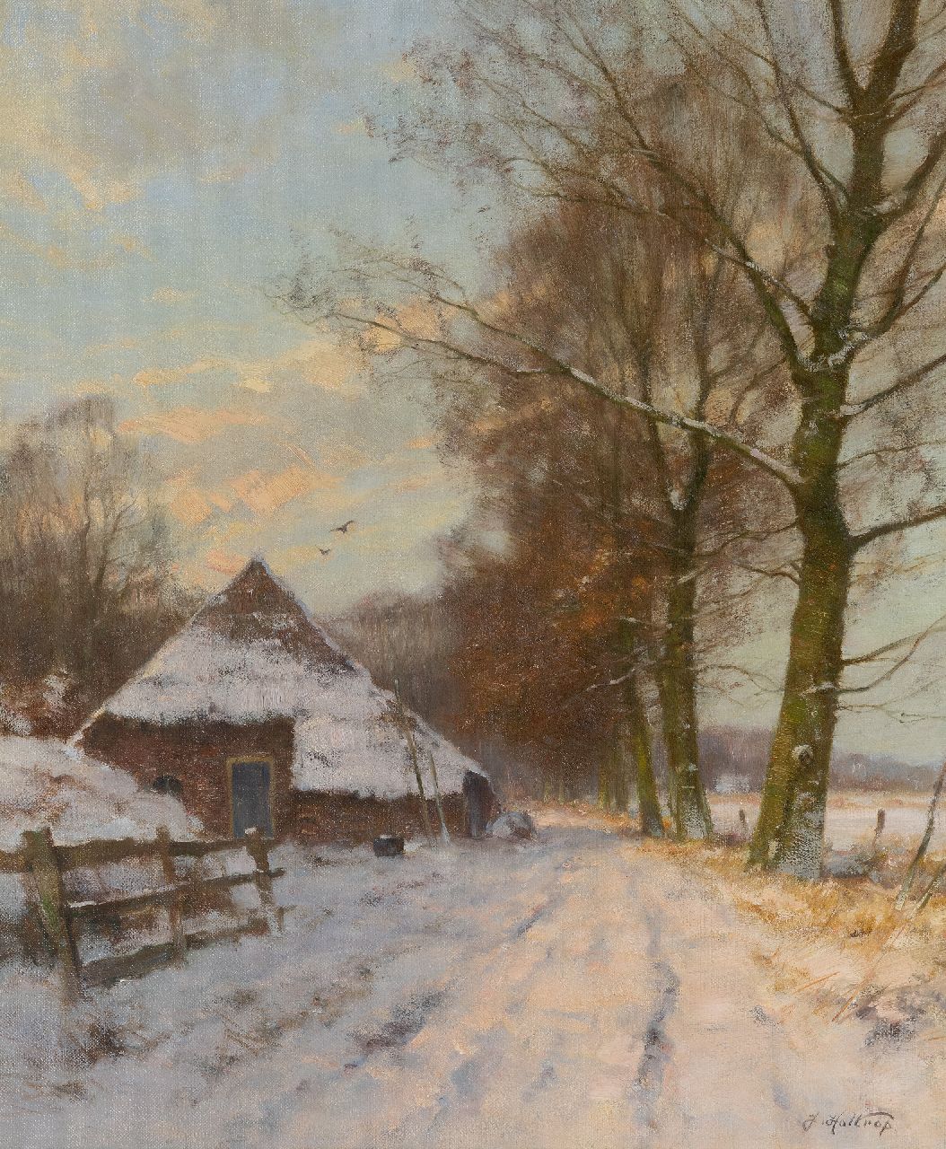Holtrup J.  | Jan Holtrup, Winter in the Achterhoek, oil on canvas 60.3 x 50.3 cm, signed l.r. and on stretcher and painted ca. 1973