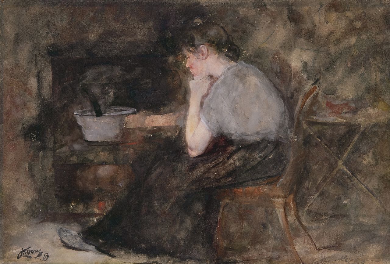 Toorop J.Th.  | Johannes Theodorus 'Jan' Toorop | Watercolours and drawings offered for sale | After work, watercolour on paper 36.5 x 54.0 cm, signed l.l. and dated '83