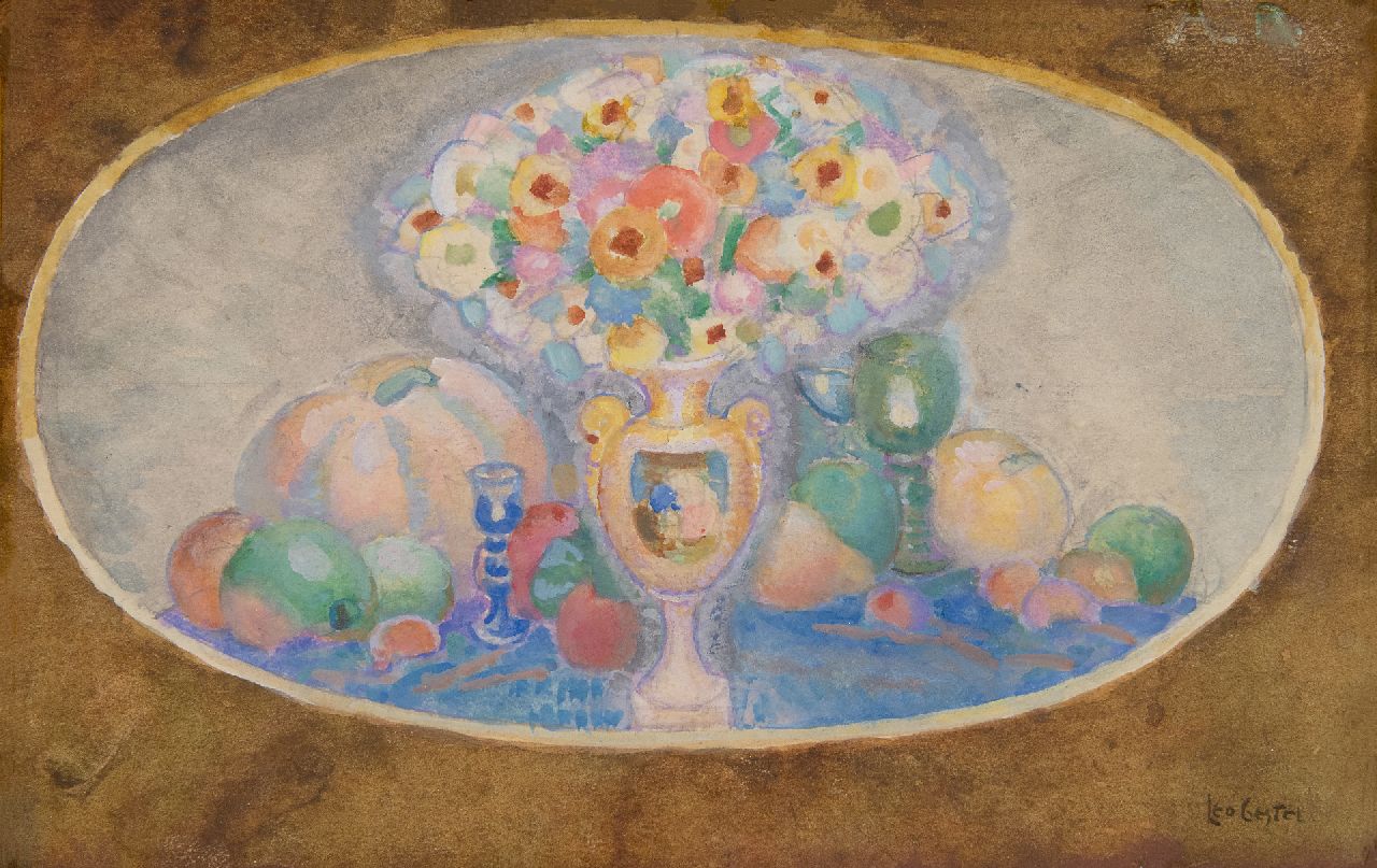 Gestel L.  | Leendert 'Leo' Gestel | Watercolours and drawings offered for sale | Flower medallion, watercolour on paper 15.3 x 22.9 cm, signed l.r.