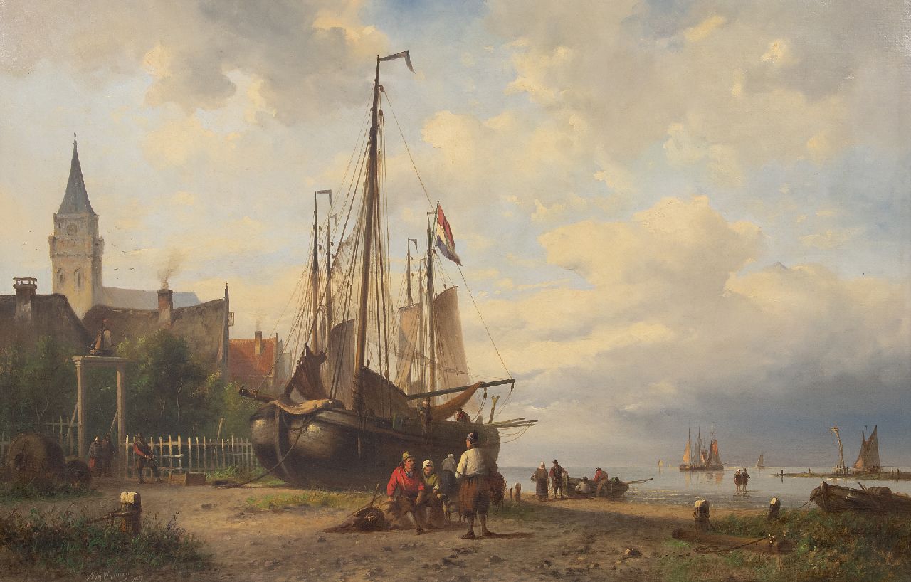 Wijdoogen N.M.  | Nicolaas Martinus Wijdoogen, Fishing village near a beach, oil on canvas 62.5 x 96.5 cm, signed l.l. and dated 1891