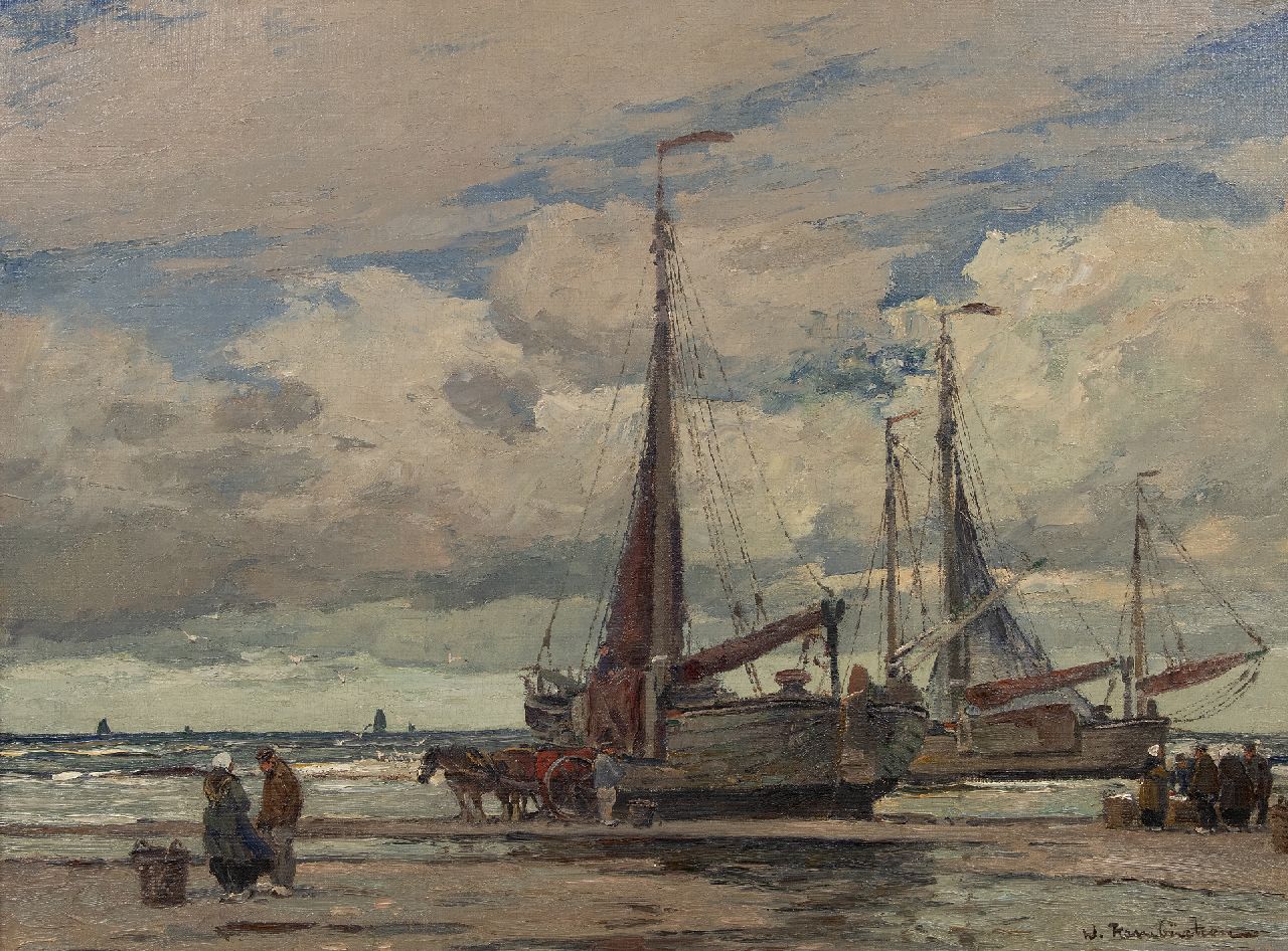 Hambüchen W.  | Wilhelm Hambüchen | Paintings offered for sale | The arrival of the fleet, oil on canvas 60.2 x 80.4 cm, signed l.r.