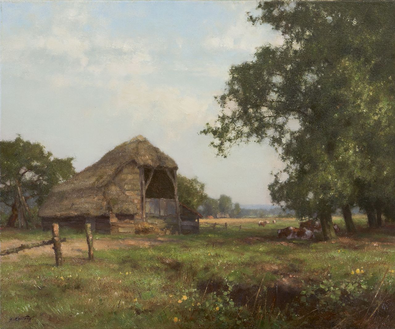 Holtrup J.  | Jan Holtrup | Paintings offered for sale | A cow's shed in Havelte, oil on canvas 50.2 x 60.2 cm, signed l.l.