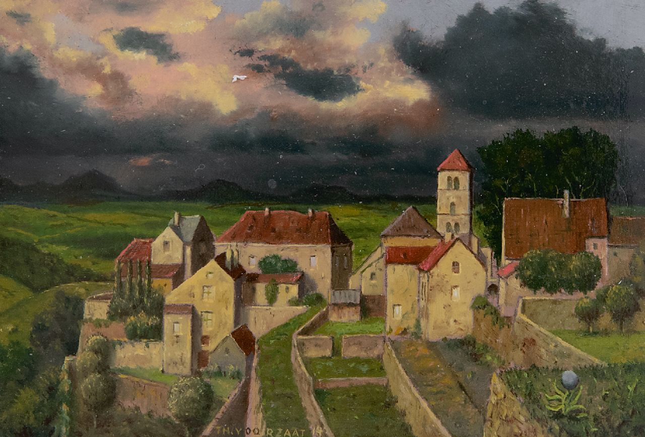 Voorzaat T.  | Theo Voorzaat | Paintings offered for sale | Village in France, oil on panel 7.3 x 10.5 cm