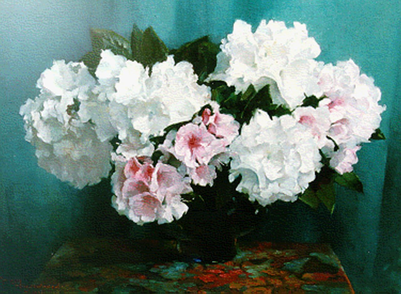 Hogerwaard G.  | Georges 'George' Hogerwaard, A flower still life, oil on canvas 70.0 x 90.0 cm, signed l.l. and dated 1936