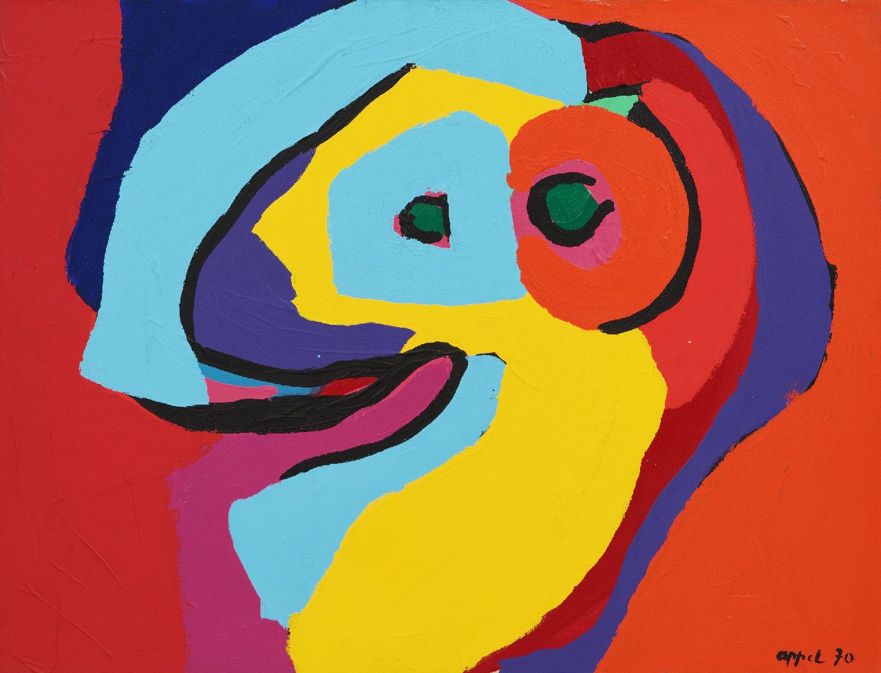 Appel C.K.  | Christiaan 'Karel' Appel | Paintings offered for sale | Face, acrylic on paper on canvas 51.5 x 67.5 cm, signed l.r. and dated 1970  reserved