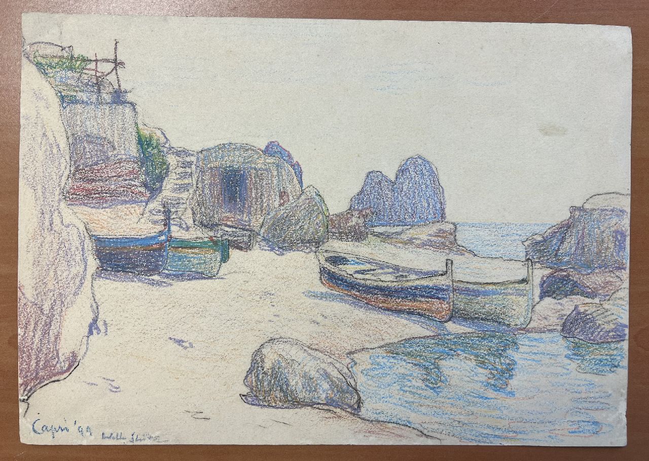 Sluiter J.W.  | Jan Willem 'Willy' Sluiter | Watercolours and drawings offered for sale | Beach at Capri, chalk on paper 23.5 x 33.5 cm, signed l.l. and dated 'Capri' '99