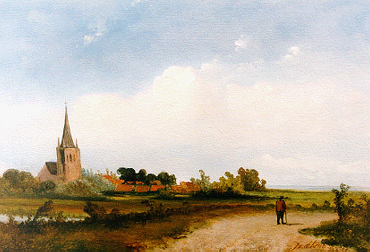 Kruk J.G. van der | Jacobus Gerardus van der Kruk, An extensive landscape, oil on panel 16.7 x 24.8 cm, signed l.r. and dated '50