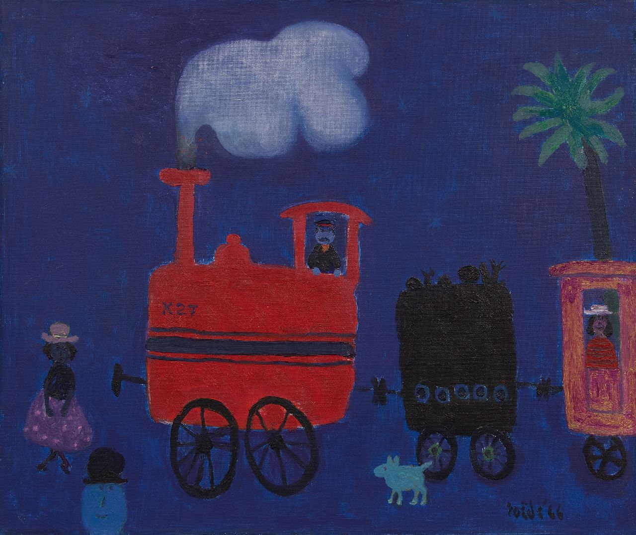 Jan Roëde | Night train, oil on canvas, 46.7 x 55.5 cm, signed l.r. and dated '66