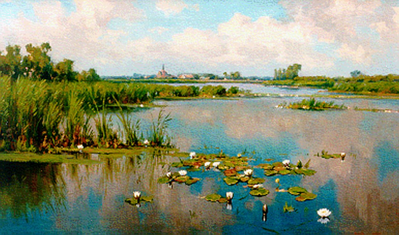 Beek B.A. van | Bernardus Antonie van Beek, A view of Kortenhoef, oil on canvas 60.5 x 100.2 cm, signed l.r.