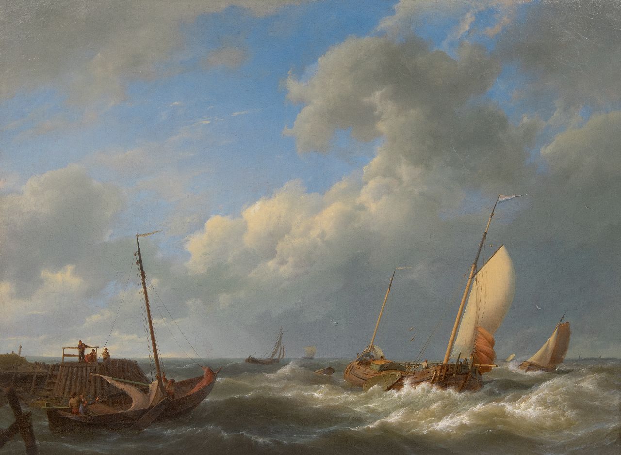 Koekkoek H.  | Hermanus Koekkoek | Paintings offered for sale | Sailing ships in a rising storm, oil on canvas 63.9 x 85.4 cm