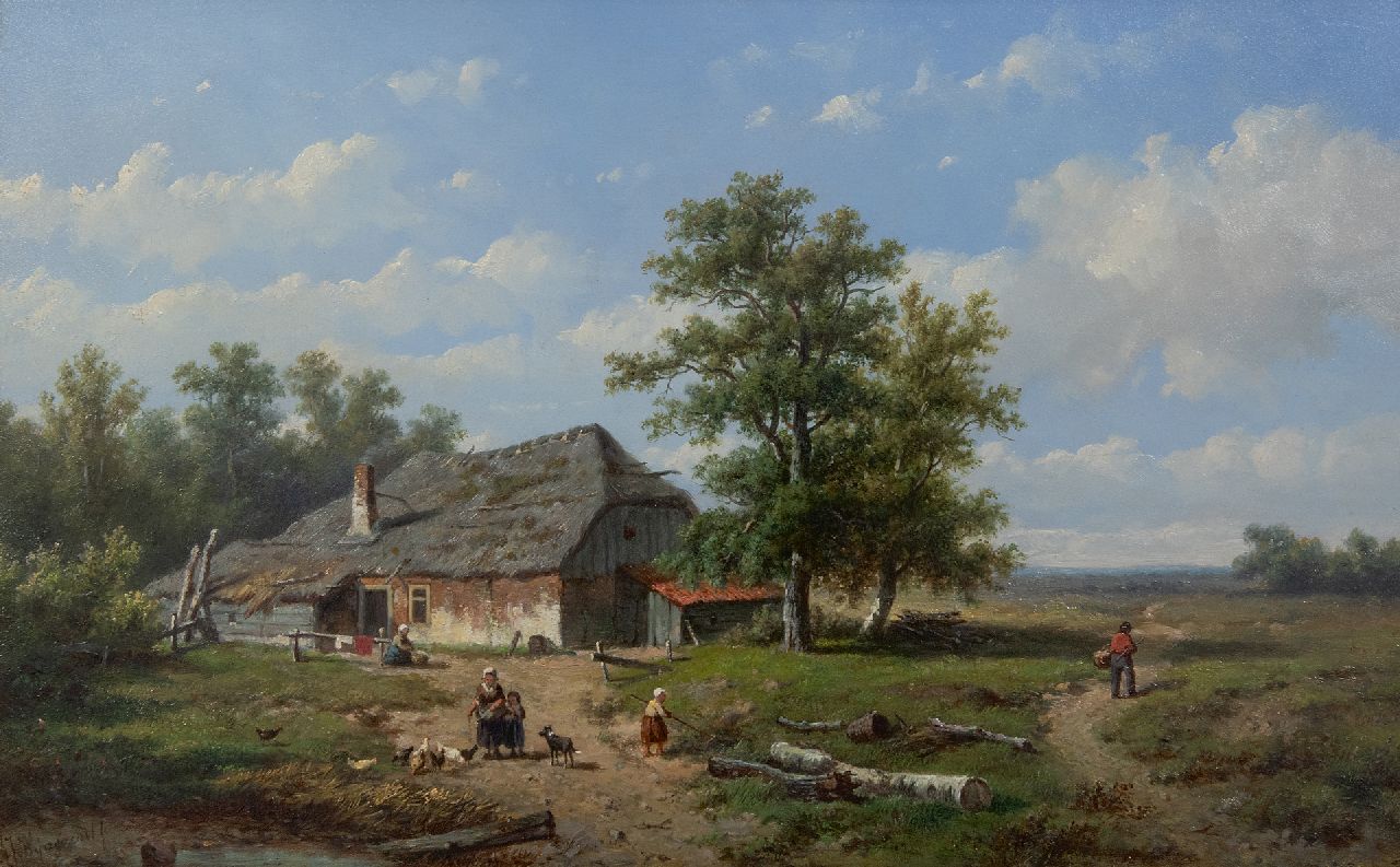 Wijngaerdt A.J. van | Anthonie Jacobus van Wijngaerdt | Paintings offered for sale | A farm on the countryside, oil on panel 27.5 x 43.5 cm, signed l.l.