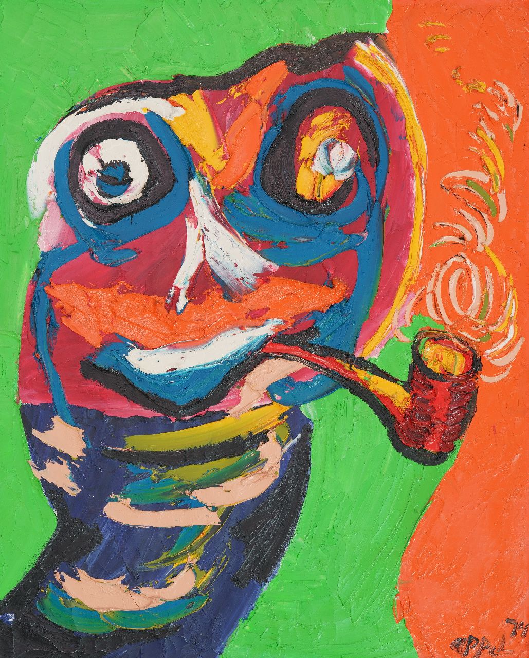 Appel C.K.  | Christiaan 'Karel' Appel | Paintings offered for sale | Femme à la pipe (ode to Van Gogh with a pipe), oil on canvas 100.2 x 80.8 cm, signed l.r. and dated '74