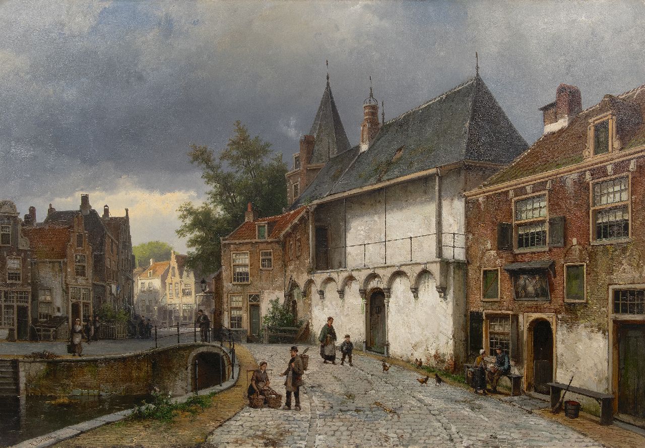 Koekkoek W.  | Willem Koekkoek, View of the Koppelpoort in Amersfoort, oil on canvas 86.5 x 125.5 cm, signed l.l.