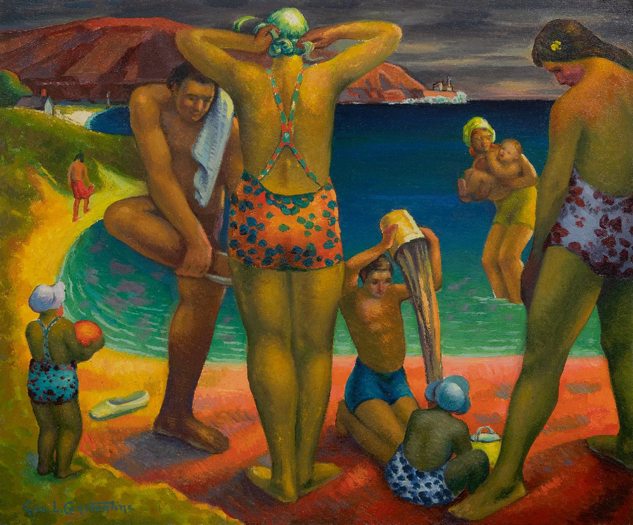 Constantine G.L.  | George Constantine | Paintings offered for sale | On the Beach, oil on board 50.1 x 60.3 cm, signed l.l.
