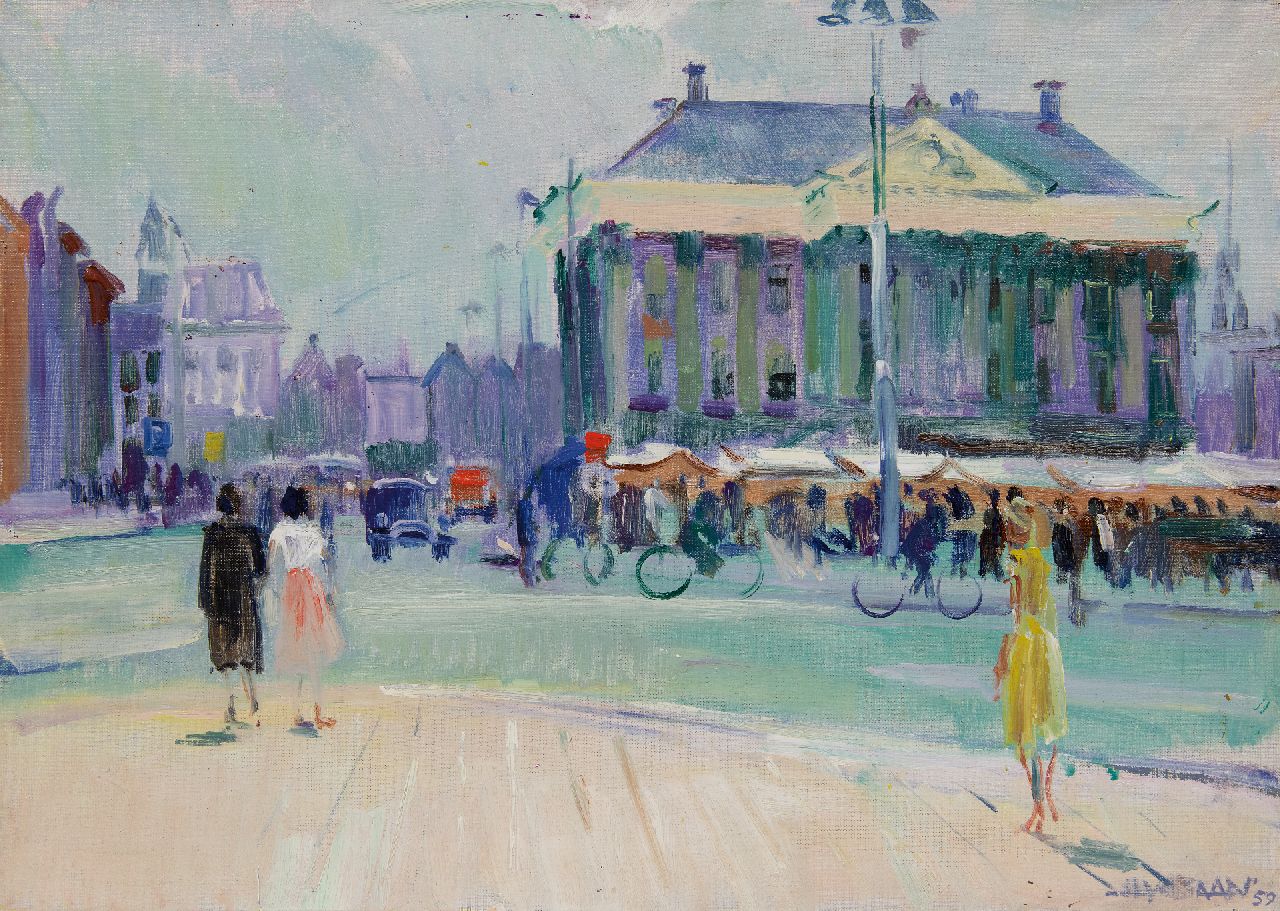 Baan J.L. van der | 'Jan' Lucas van der Baan, The city hall of Groningen, 1959, oil on canvas 50.4 x 70.1 cm, signed l.r. and dated '59