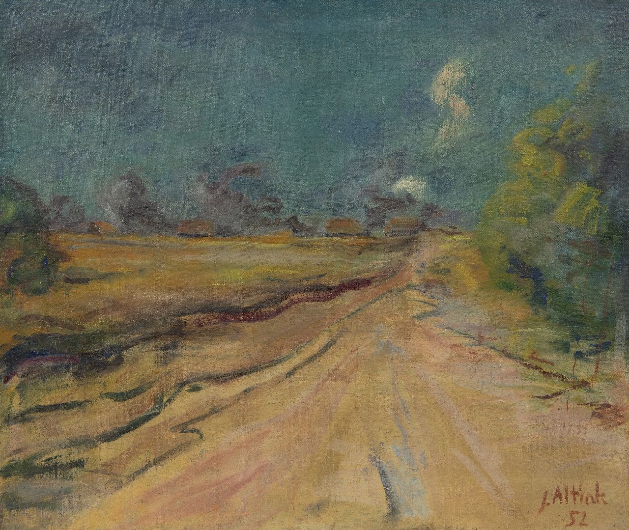 Altink J.  | Jan Altink | Paintings offered for sale | Country road in the summer, oil on canvas 50.3 x 60.1 cm, signed l.r. and dated '52