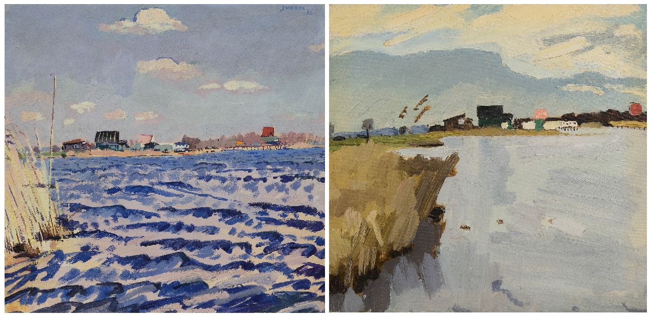 Zee J. van der | Jan van der Zee, Paterswoldsemeer, Groningen, on a windy day; on the reverse: Paterswoldsemeer in calm weather, oil on canvas 54.0 x 56.0 cm, signed u.r. and dated '32 Zee J. van der | Jan van der Zee, Paterswoldsemeer, Groningen, on a windy day; on the reverse: Paterswoldsemeer in calm weather, oil on canvas 54.0 x 56.0 cm, signed u.r. and dated '32