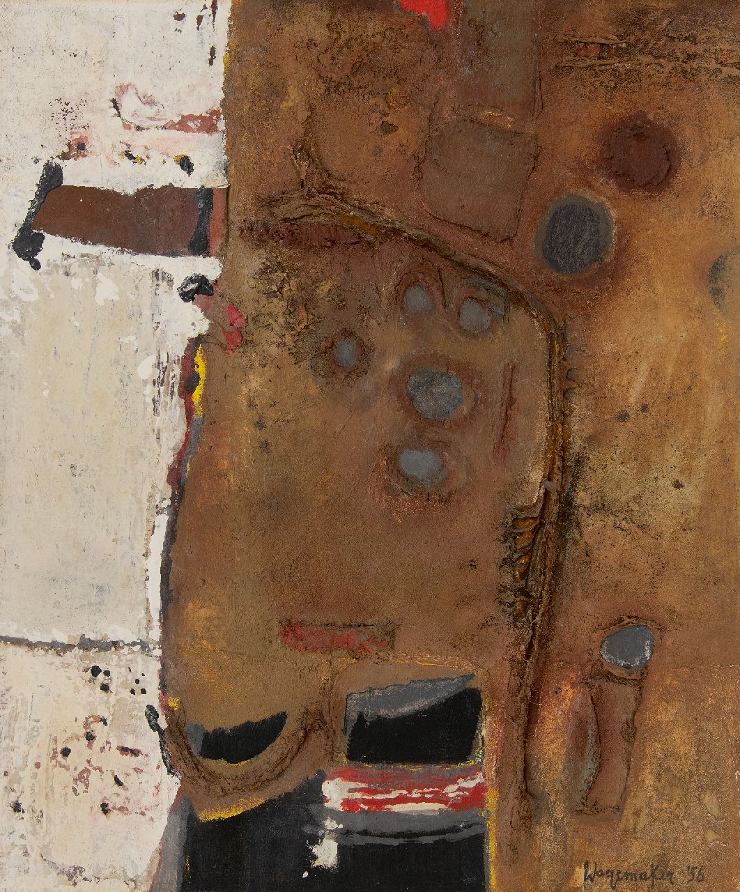 Wagemaker A.B.  | Adriaan Barend 'Jaap' Wagemaker | Paintings offered for sale | Spaanse aarde (Spanish earth), mixed media on canvas 65.3 x 55.5 cm, signed l.r. and dated '56