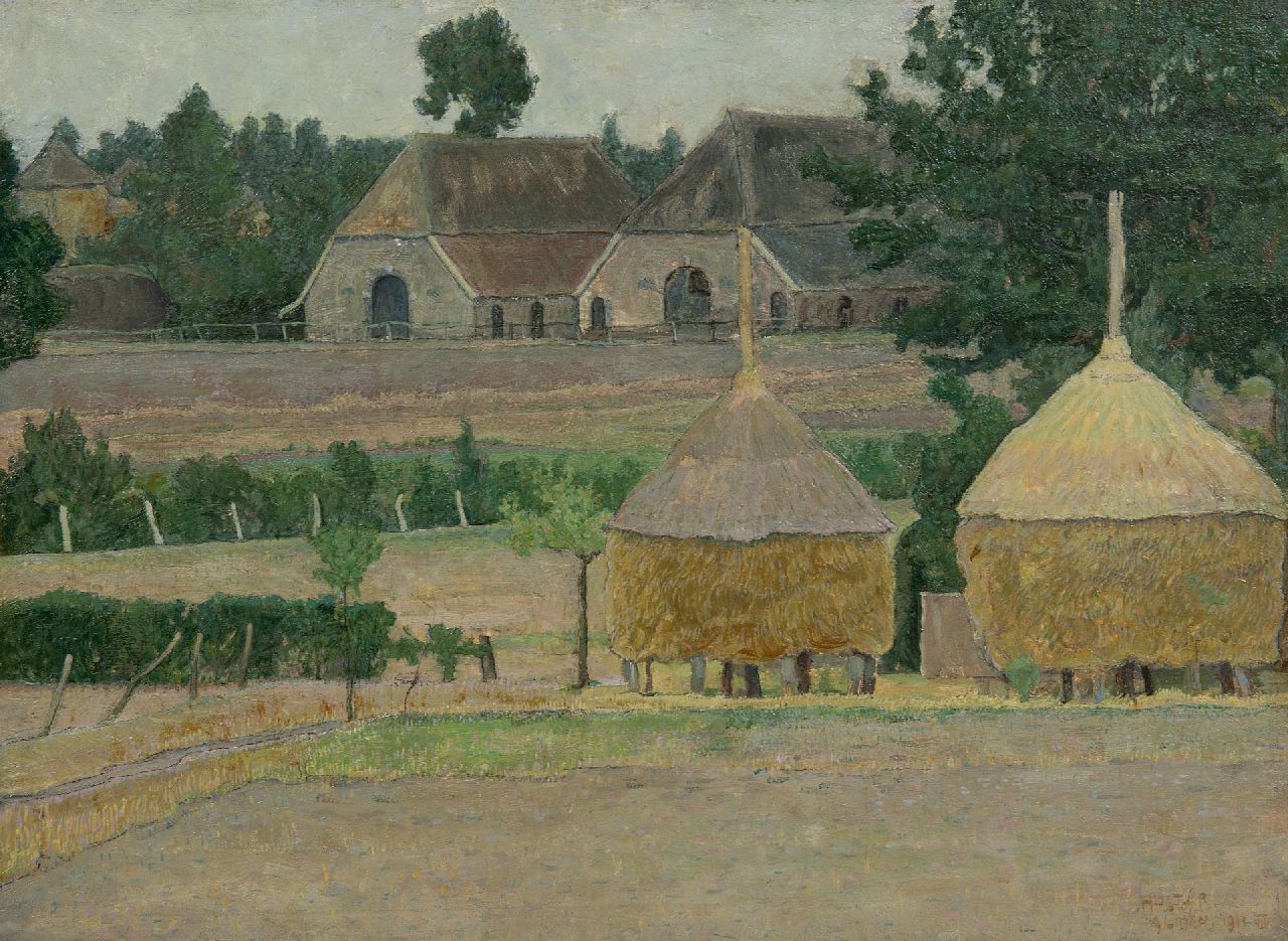 Huszár V.  | Vilmos Huszár | Paintings offered for sale | Farm at Almen, the Netherlands, oil on canvas laid down on panel 38.1 x 50.9 cm, signed l.r. and dated 1911 VIII