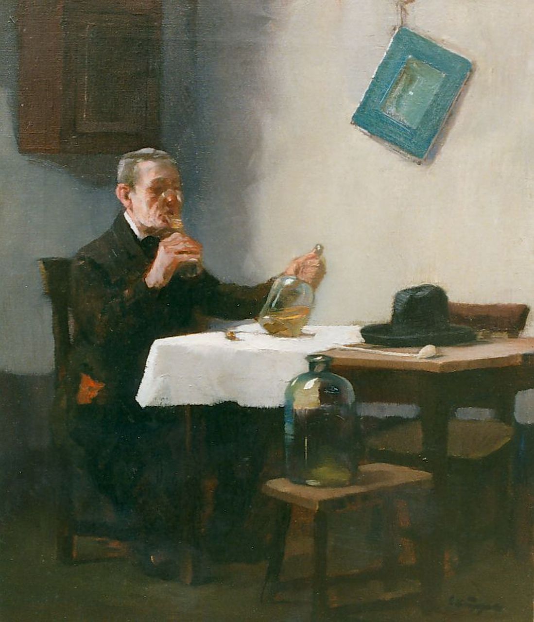 Küppers L.  | Leo Küppers, The wine-taster, oil on canvas 54.5 x 46.2 cm, signed l.r.