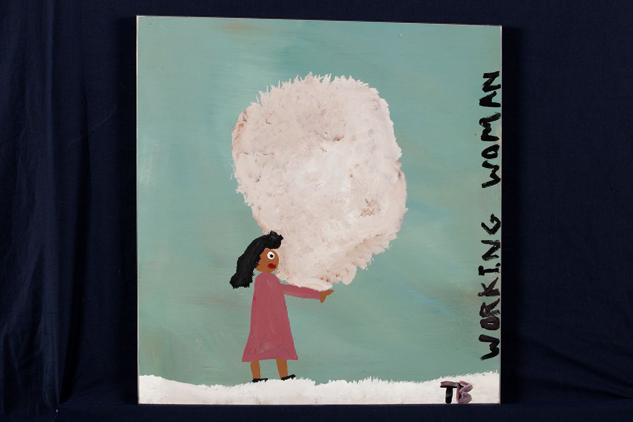 Brown T.  | Timothy 'Tim' Brown, Working woman, acrylic on panel 45.0 x 43.0 cm, signed l.r. with initials